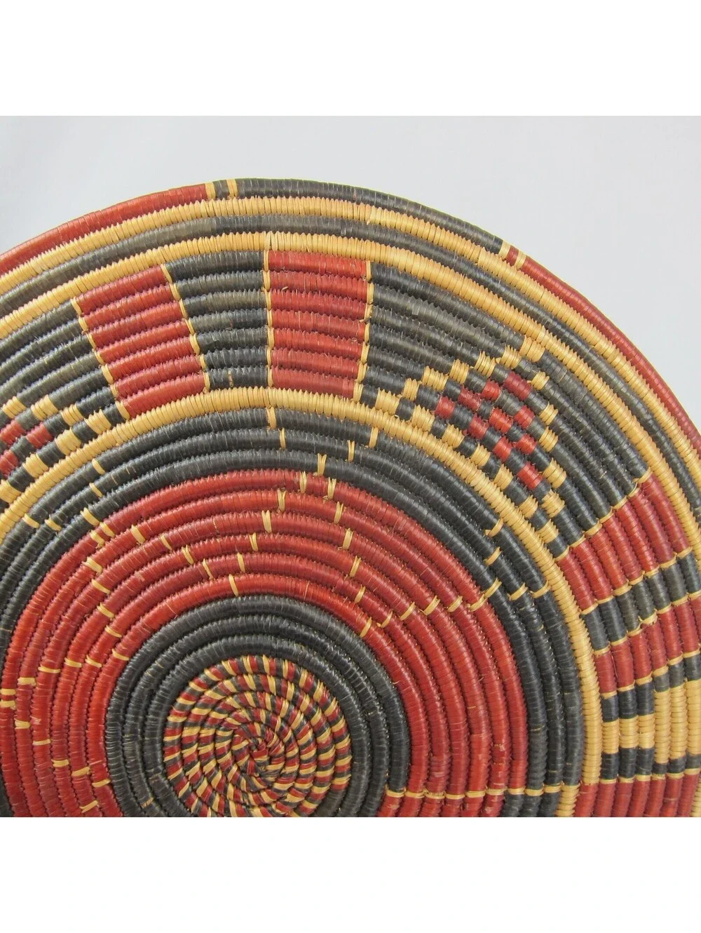 Vintage 1940s Native American Navajo Flat Polychrome Wedding Basket 9.75 inch